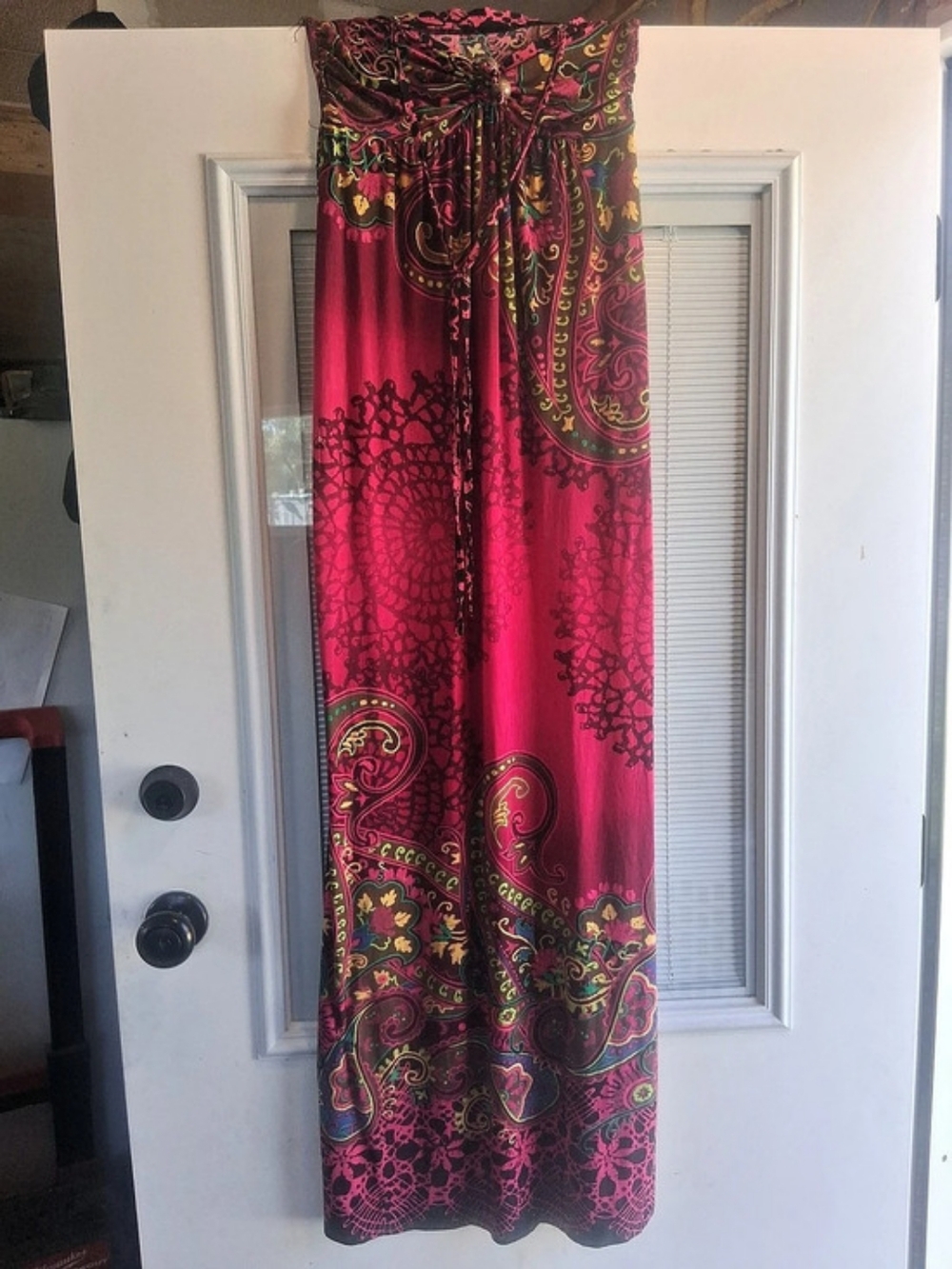 Paisley Maxi Skirt in Pink & Black Like New